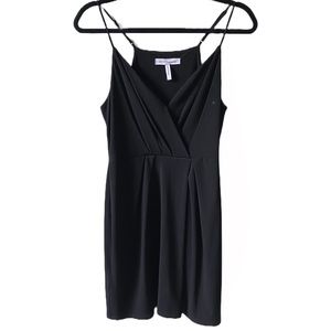 BCBGeneration LBD mini draped v-neck sleeveless spaghetti strap cocktail dress